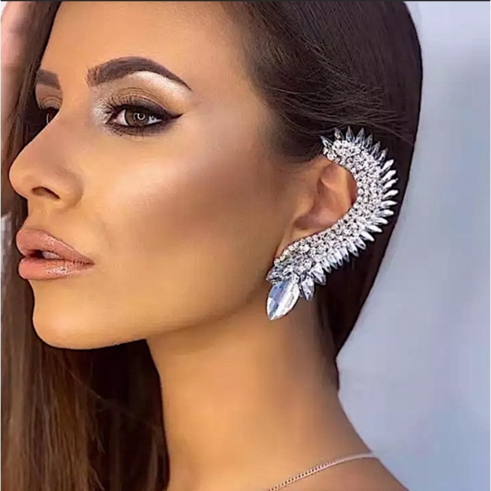 Silver Crystal Ear Crawler Statement Piece
